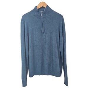 Qi New York Wool Cashmere Half Zip Sweater SzL Minimalist Quiet Luxury Cozy Luxe